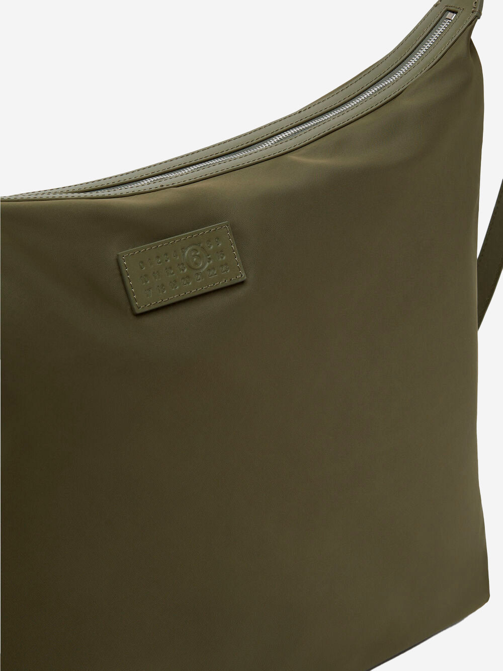 MM6 MAISON MARGIELA Borsa a Tracolla in Twill di Nylon kaki con patch Numeric Verde Urbanstaroma