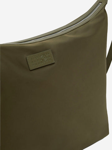 MM6 MAISON MARGIELA Borsa a Tracolla in Twill di Nylon kaki con patch Numeric Verde