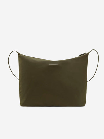 MM6 MAISON MARGIELA Borsa a Tracolla in Twill di Nylon kaki con patch Numeric Verde
