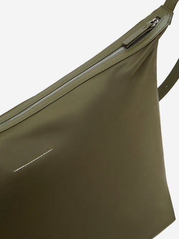 MM6 MAISON MARGIELA Borsa a Tracolla in Twill di Nylon kaki con patch Numeric Verde