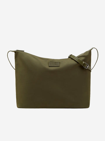 MM6 MAISON MARGIELA Borsa a Tracolla in Twill di Nylon kaki con patch Numeric Verde