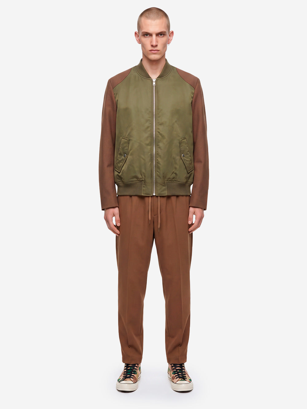 MM6 MAISON MARGIELA Giacca Bomber Mannequin in Nylon e Lana Verde marrone Urbanstaroma