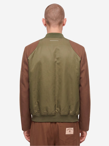 MM6 MAISON MARGIELA Giacca Bomber Mannequin in Nylon e Lana Verde marrone