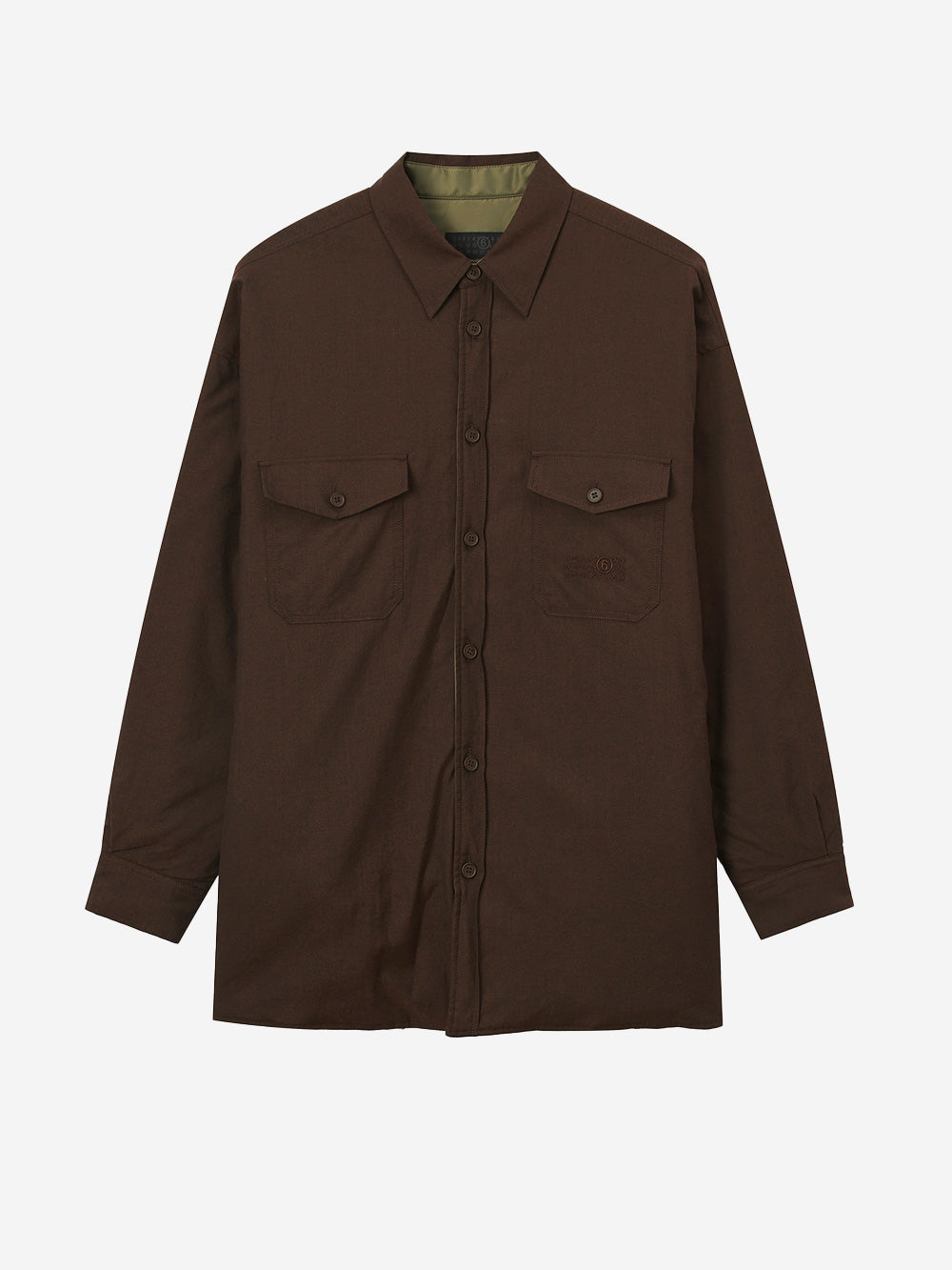 MM6 MAISON MARGIELA Camicia imbottita reversibile con logo Numeric Marrone Urbanstaroma