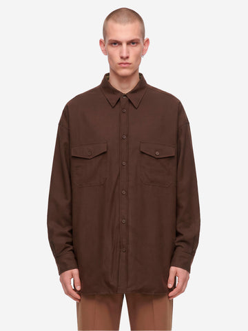 MM6 MAISON MARGIELA Camicia imbottita reversibile con logo Numeric Marrone