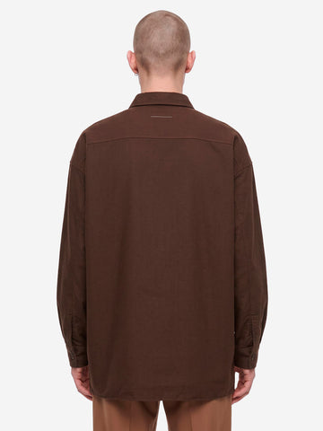 MM6 MAISON MARGIELA Camicia imbottita reversibile con logo Numeric Marrone
