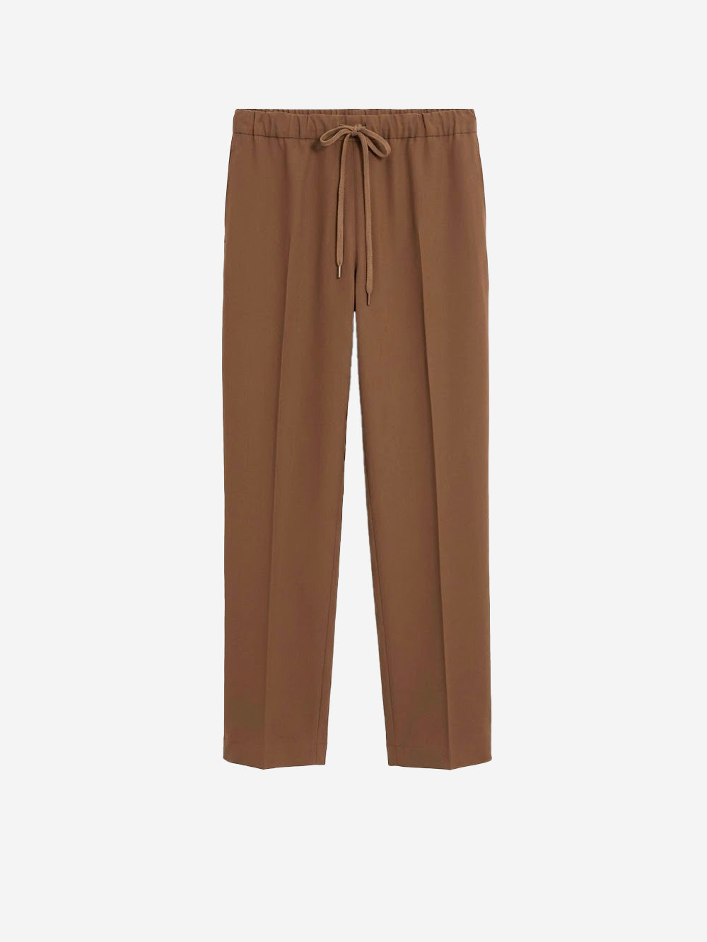 MM6 MAISON MARGIELA Pantaloni in Misto Lana con Coulisse e patch Margiela 6 Marrone Urbanstaroma