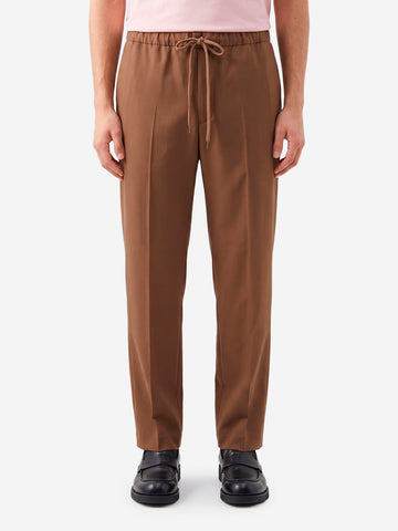 MM6 MAISON MARGIELA Pantaloni in Misto Lana con Coulisse e patch Margiela 6 Marrone