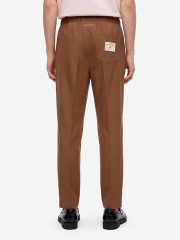 MM6 MAISON MARGIELA Pantaloni in Misto Lana con Coulisse e patch Margiela 6 Marrone