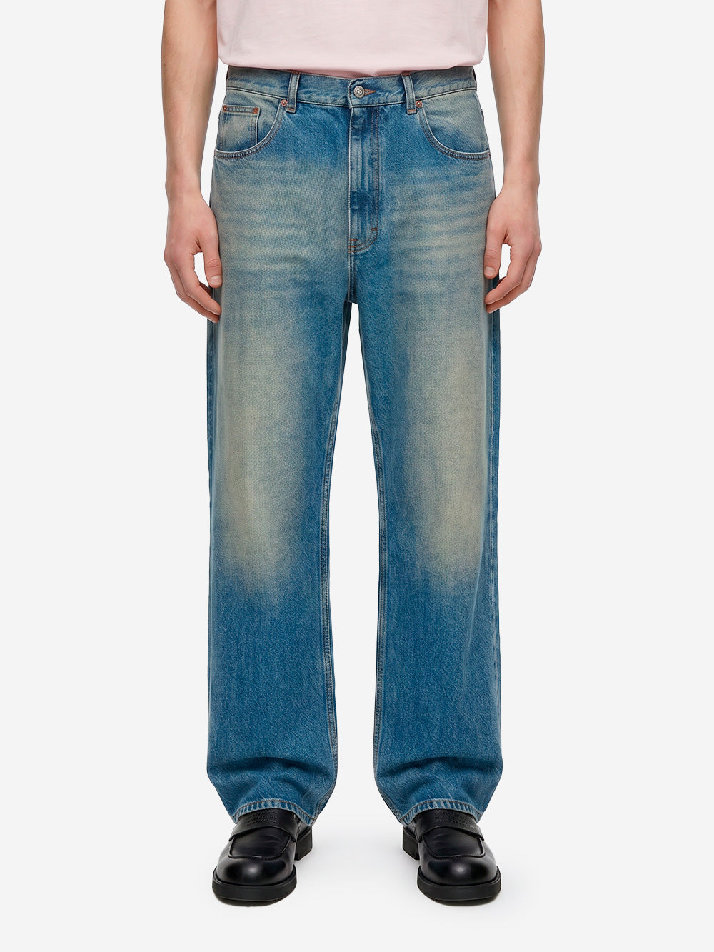 MM6 MAISON MARGIELA Jeans a Gamba Dritta in Denim blu con etichetta Numeric Denim Urbanstaroma