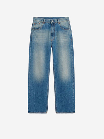 MM6 MAISON MARGIELA Jeans a Gamba Dritta in Denim blu con etichetta Numeric Denim