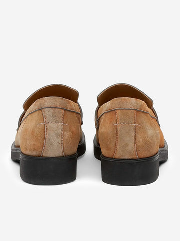 MM6 MAISON MARGIELA Mocassini biker in suede lavato marrone con grafica Numeric Marrone