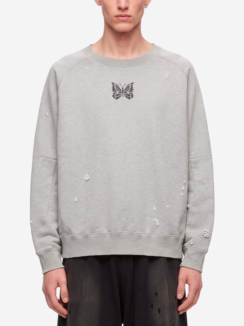 NEEDLES Felpa a girocollo Deconstructed Grigia Grigio Urbanstaroma