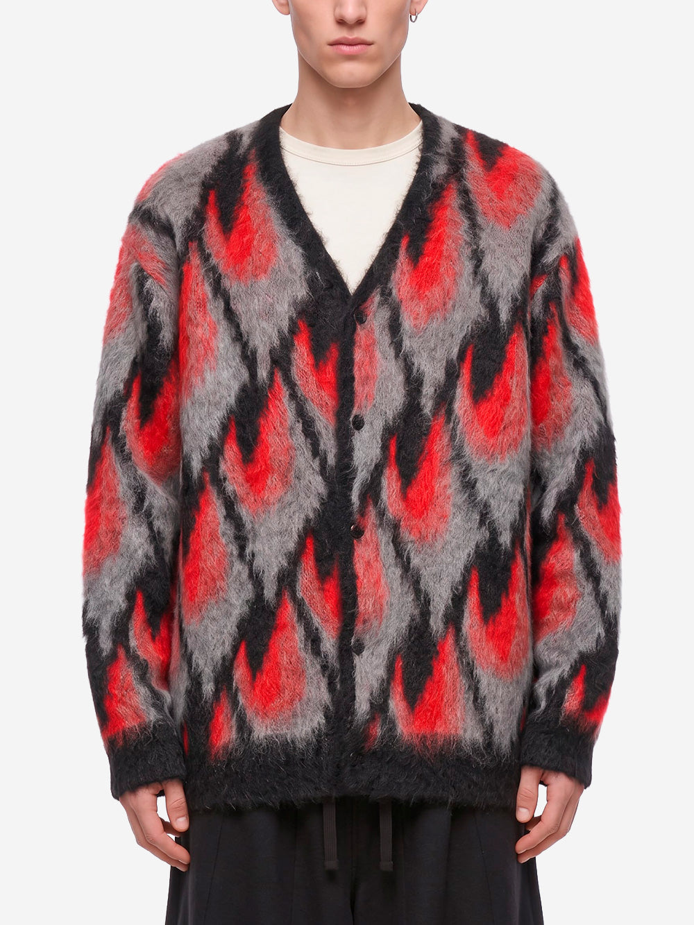 NEEDLES Cardigan in mohair Abstract nero - rosso Nero rosso Urbanstaroma