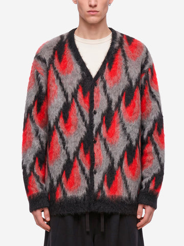 NEEDLES Cardigan in mohair Abstract nero - rosso Nero rosso