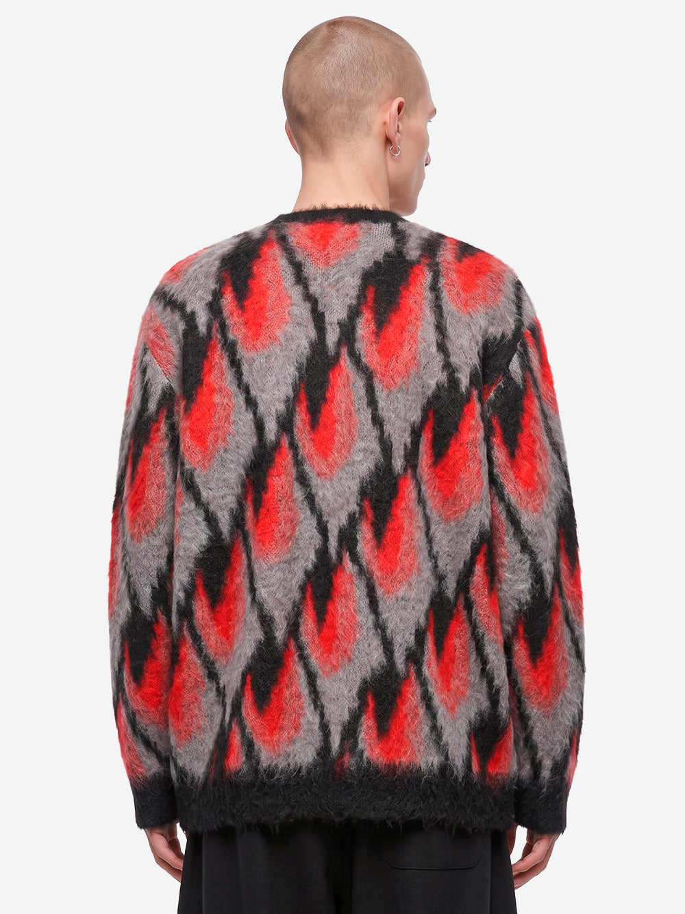 NEEDLES Cardigan in mohair Abstract nero - rosso Nero rosso Urbanstaroma
