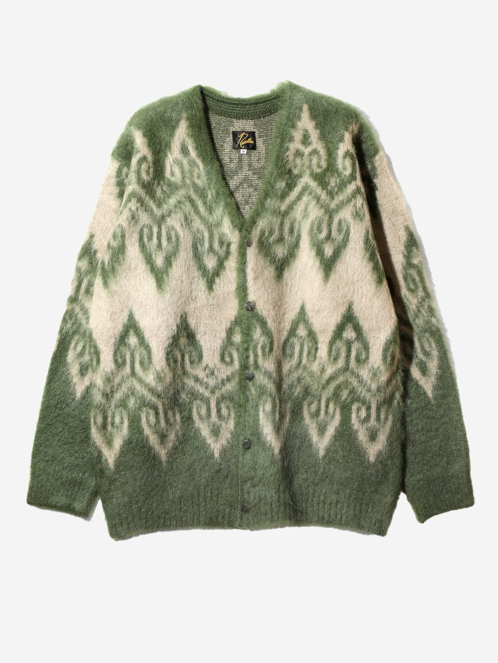 NEEDLES Nordic Mohair Cardigan verde e beige Verde grigio Urbanstaroma