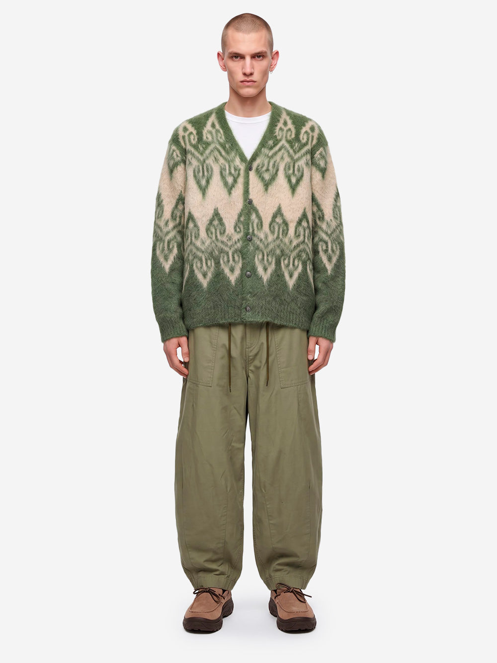 NEEDLES Nordic Mohair Cardigan verde e beige Verde grigio Urbanstaroma