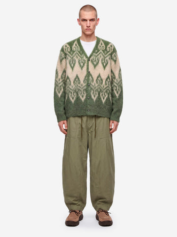 NEEDLES Nordic Mohair Cardigan verde e beige Verde grigio