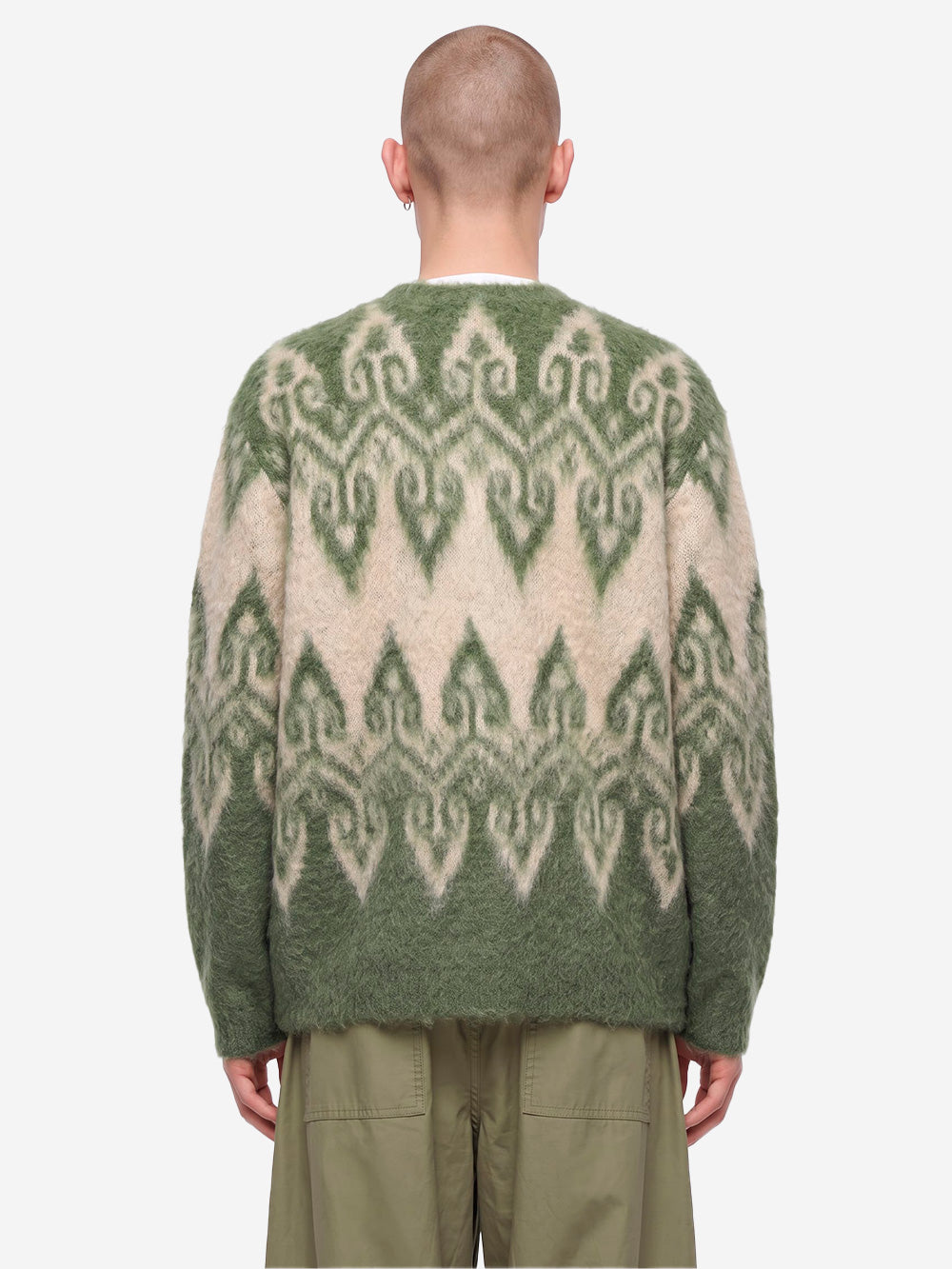 NEEDLES Nordic Mohair Cardigan verde e beige Verde grigio Urbanstaroma