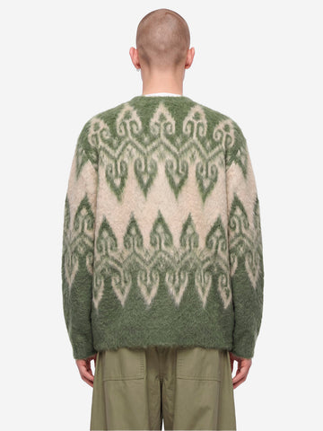 NEEDLES Nordic Mohair Cardigan verde e beige Verde grigio