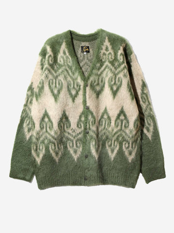 NEEDLES Nordic Mohair Cardigan verde e beige Verde grigio