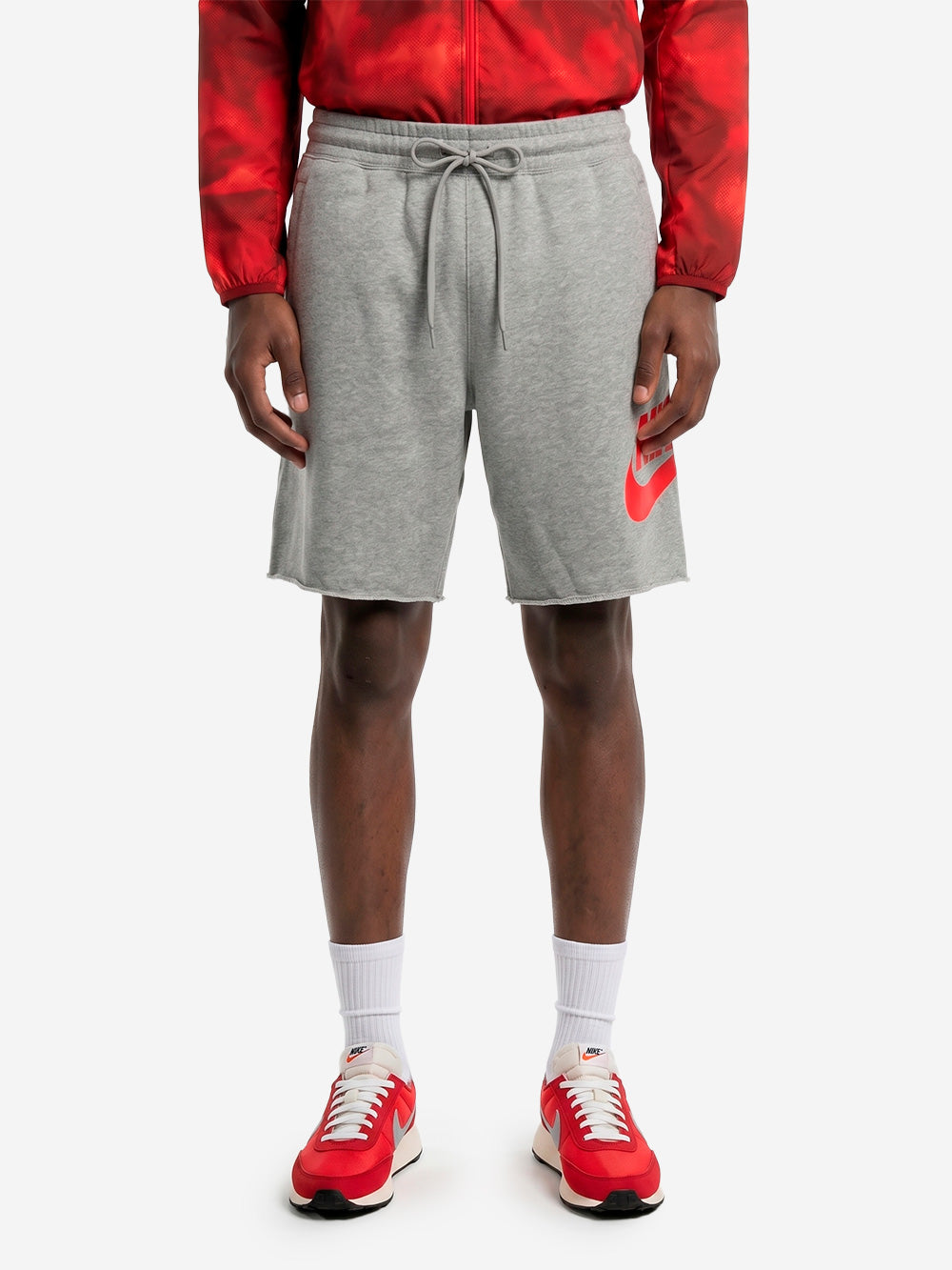 NIKE Shorts grigi in French Terry con Swoosh rosso Grigio melange Urbanstaroma