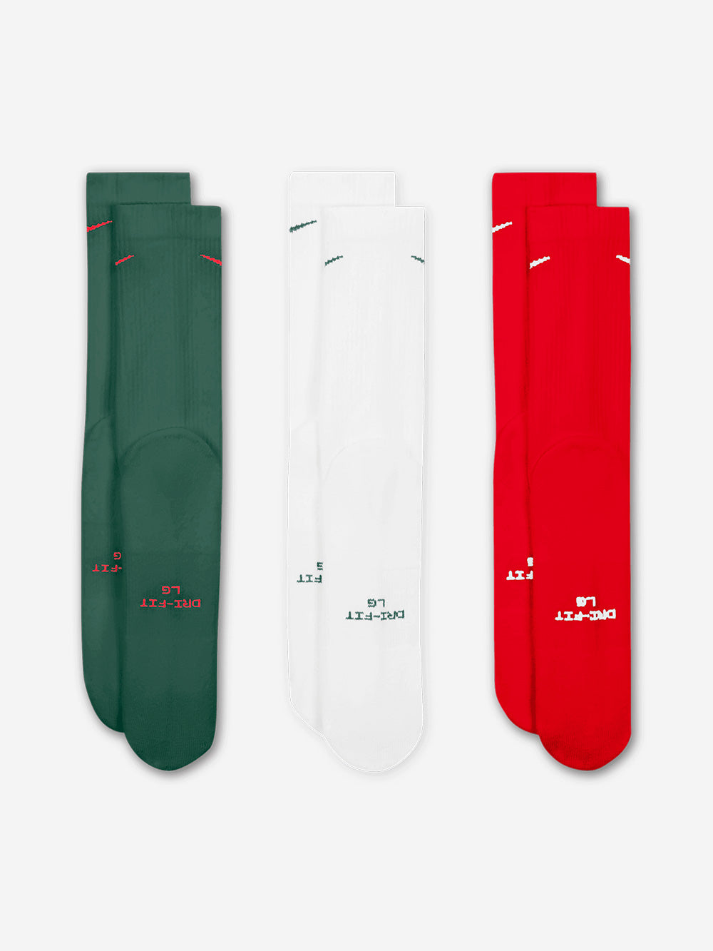 NIKE Calze di media lunghezza Everyday Elevated verde-bianco-rosso Multicolor Urbanstaroma