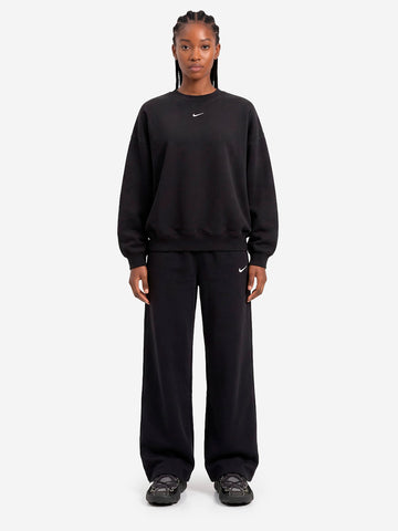 NIKE W Studio Fleece Felpa nera girocollo Nero