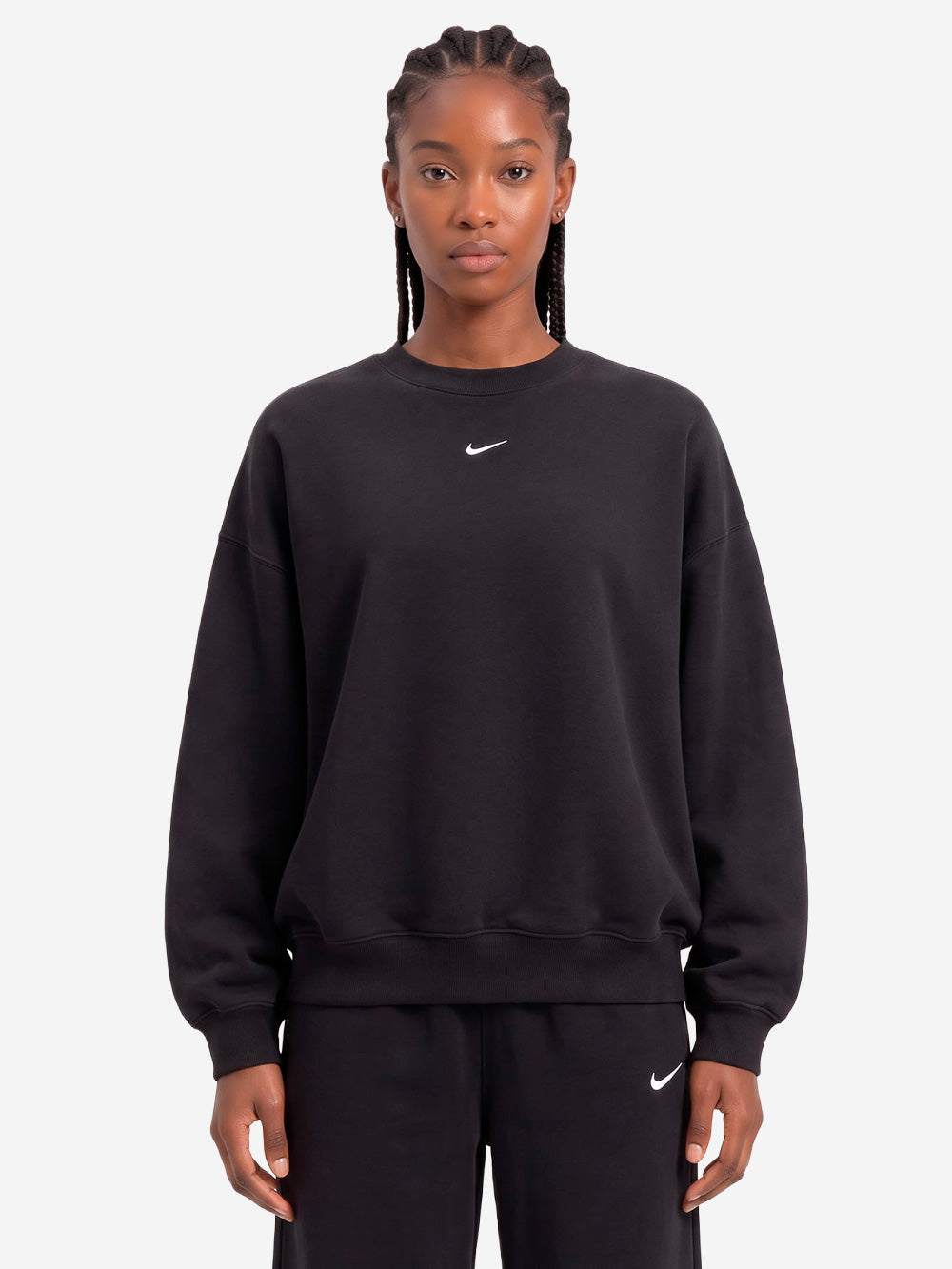 NIKE W Studio Fleece Felpa nera girocollo Nero Urbanstaroma