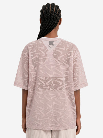 NIKE Maglia oversize in mesh a trama aperta con grafica Panna