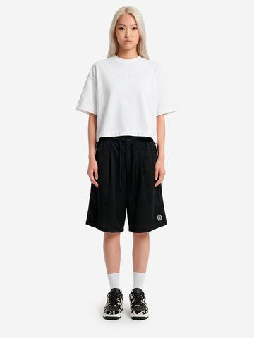 NIKE T-shirt bianca boxy fit cropped con logo lettering Bianco