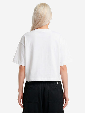 NIKE T-shirt bianca boxy fit cropped con logo lettering Bianco
