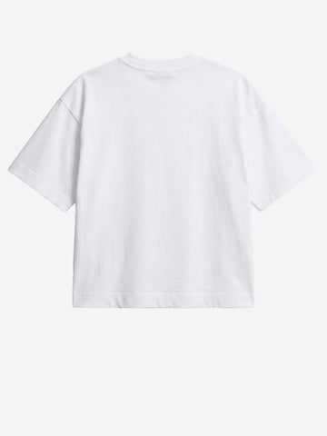 NIKE T-shirt bianca boxy fit cropped con logo lettering Bianco