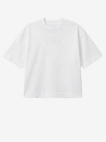 NIKE T-shirt bianca boxy fit cropped con logo lettering Bianco