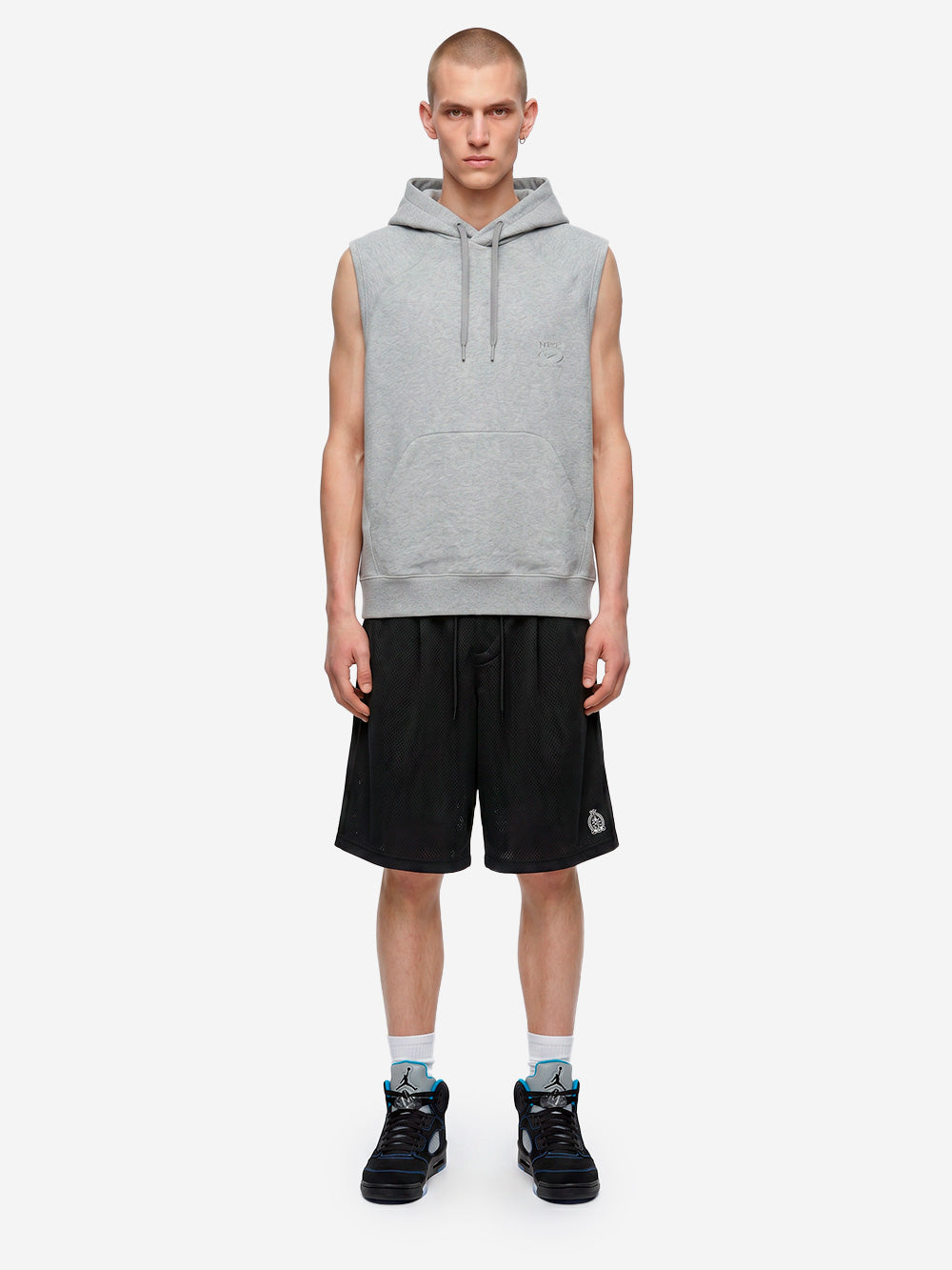 NIKE Felpa grigia con cappuccio in fleece senza maniche NAC Dri-FIT Grigio melange Urbanstaroma