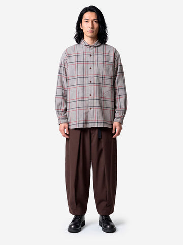 NORBIT Camicia a quadri in misto lana Grigio