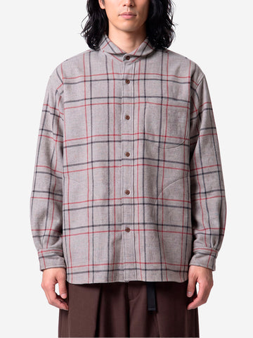 NORBIT Camicia a quadri in misto lana Grigio