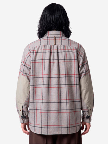 NORBIT Camicia a quadri in misto lana Grigio