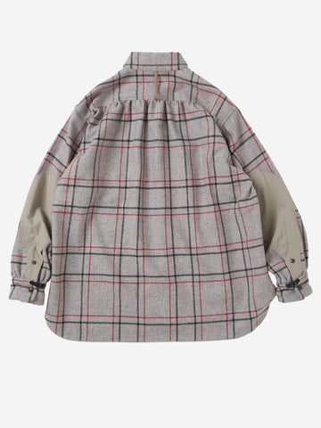 NORBIT Camicia a quadri in misto lana Grigio
