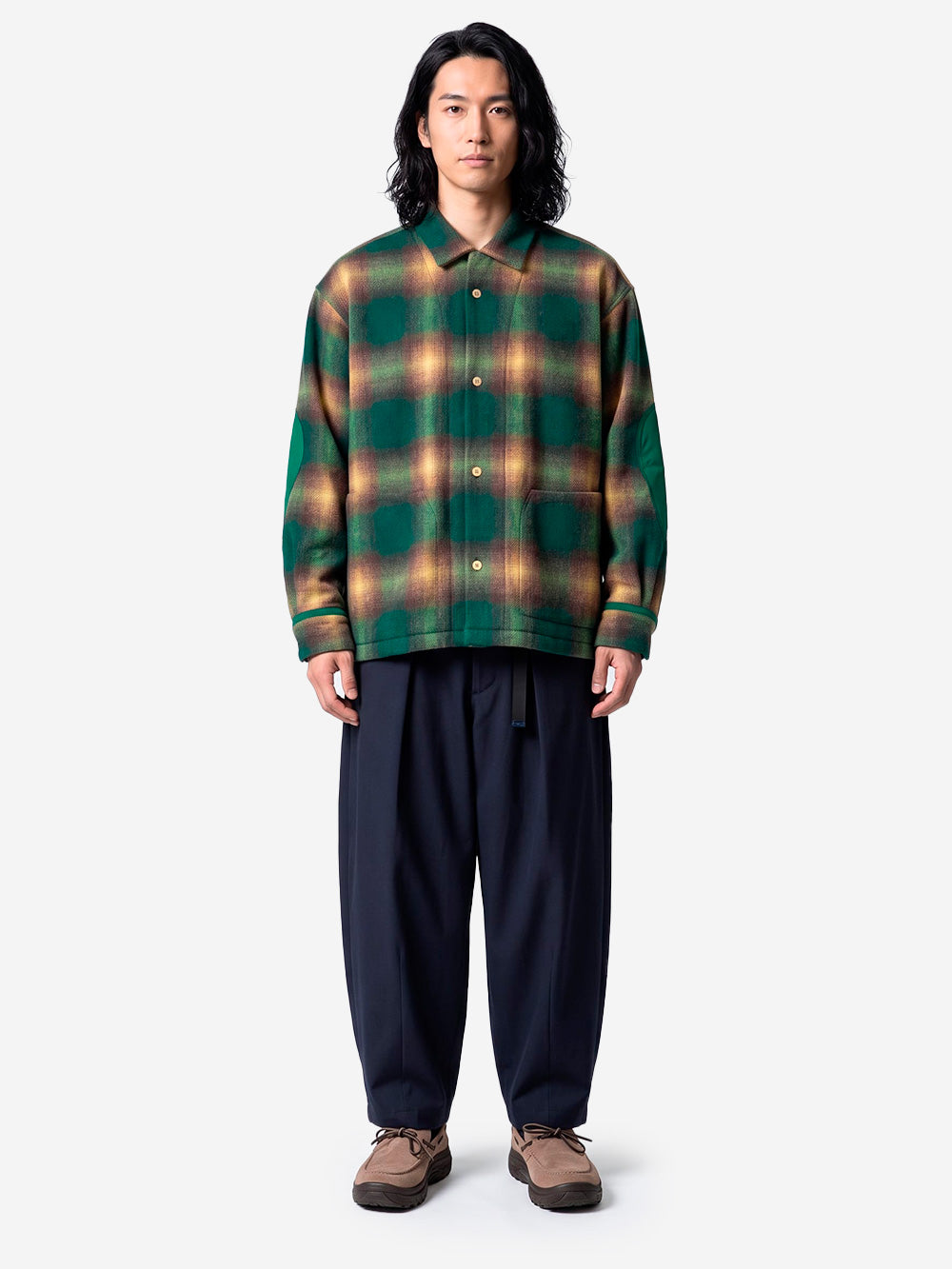 NORBIT Camicia a quadri in misto lana Verde Urbanstaroma