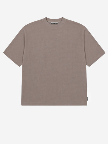 REGARDS T-shirt Waffle Oversize in cotone khaki Beige