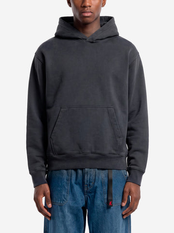 REGARDS Hoodie relaxed in Loopback nero lavato Nero lavato