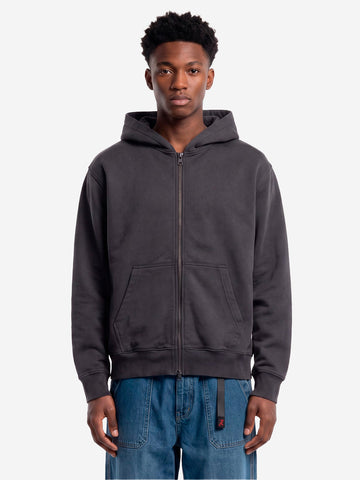 REGARDS Hoodie con zip relaxed in Loopback nero lavato Nero lavato