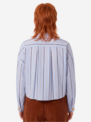 SESSUN Camicia celeste a righe con tasche e bottoni gioiello Celeste