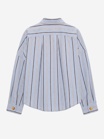SESSUN Camicia celeste a righe con tasche e bottoni gioiello Celeste