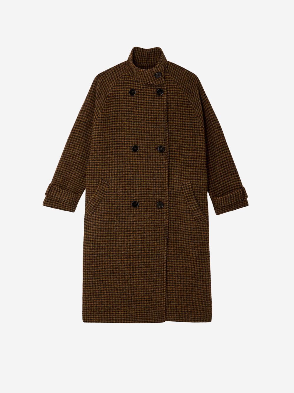 SESSUN Cappotto doppiopetto lungo marrone con collo alto Marrone Urbanstaroma