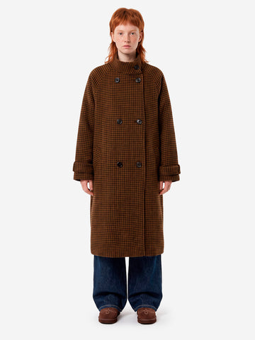 SESSUN Cappotto doppiopetto lungo marrone con collo alto Marrone