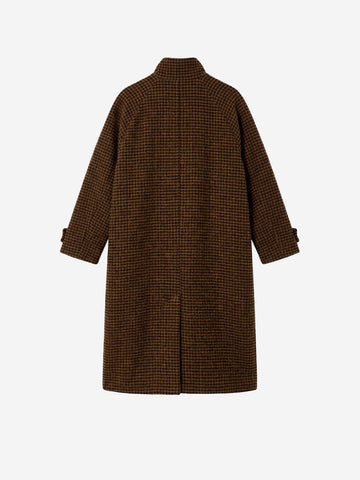 SESSUN Cappotto doppiopetto lungo marrone con collo alto Marrone