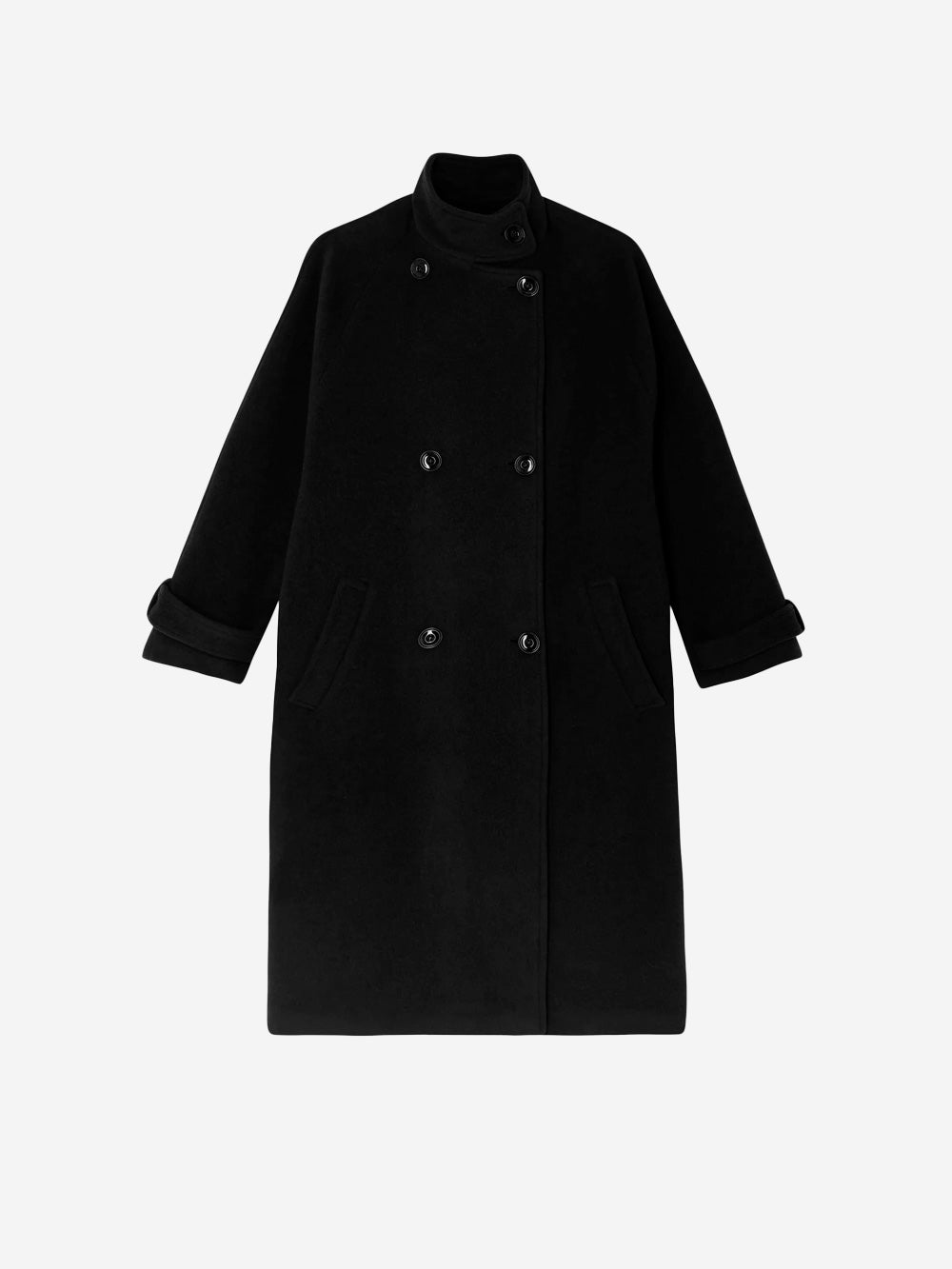 SESSUN Cappotto Lungo Doppiopetto 'Bleeckett' in misto lana nera Nero Urbanstaroma